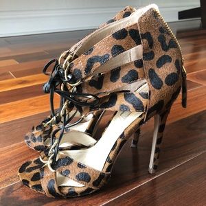Leopard Lace Up Heels